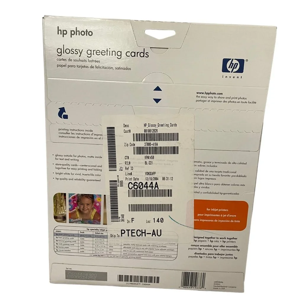 HP Invent Photo Glossy Greeting Cards 10‎ Matching Envelopes 8.5